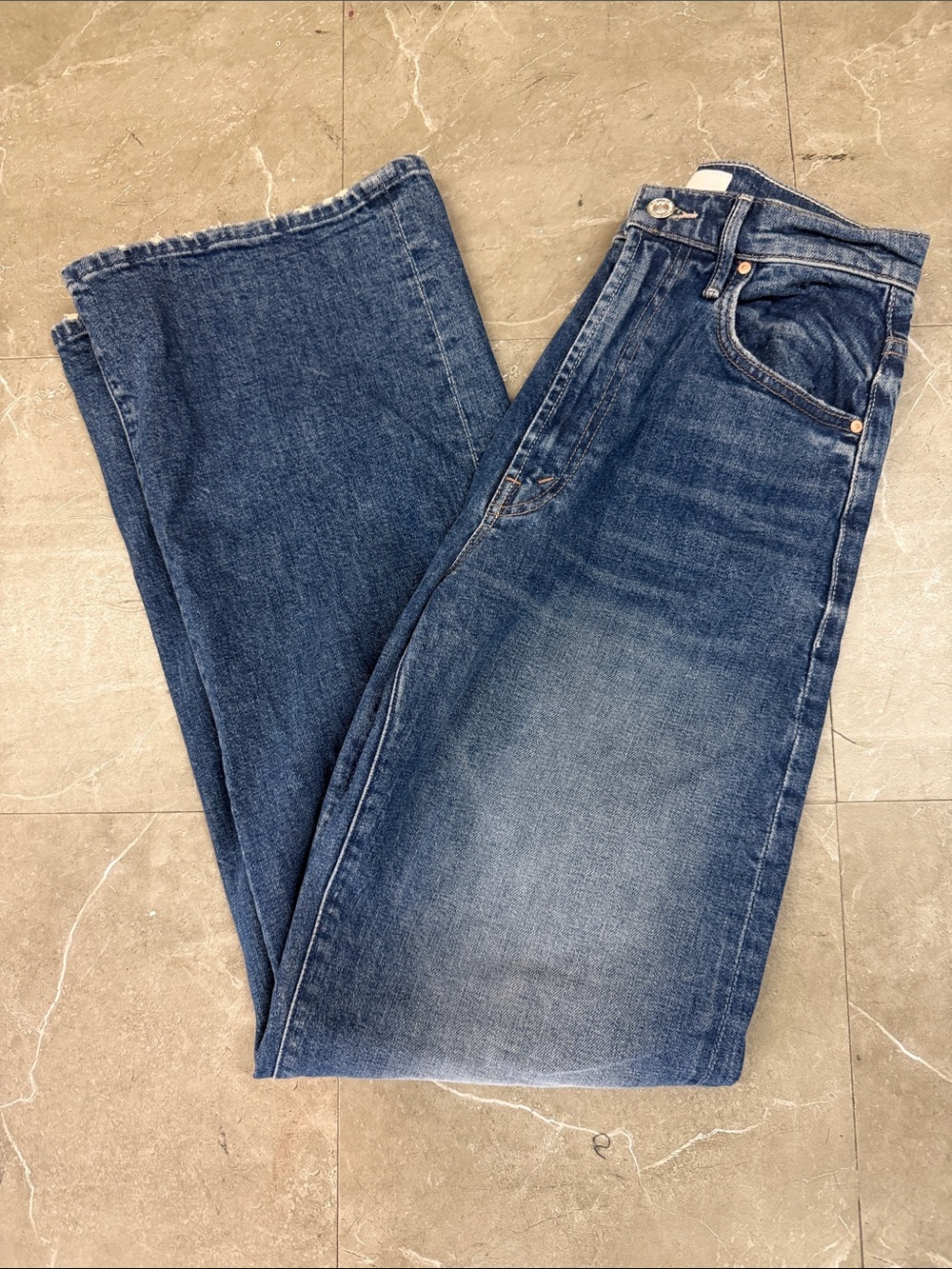 MOTHER Blue Denim Garment with White Leather Brand Patch